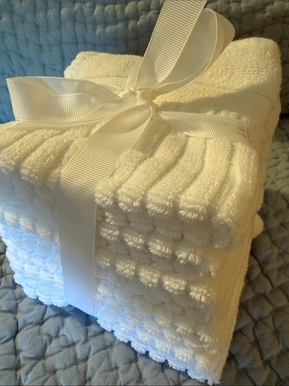NWOT Set-of-6 100% Cotton Soft and Plush Ribbed Washcloths, each ~ 11”x11.5”